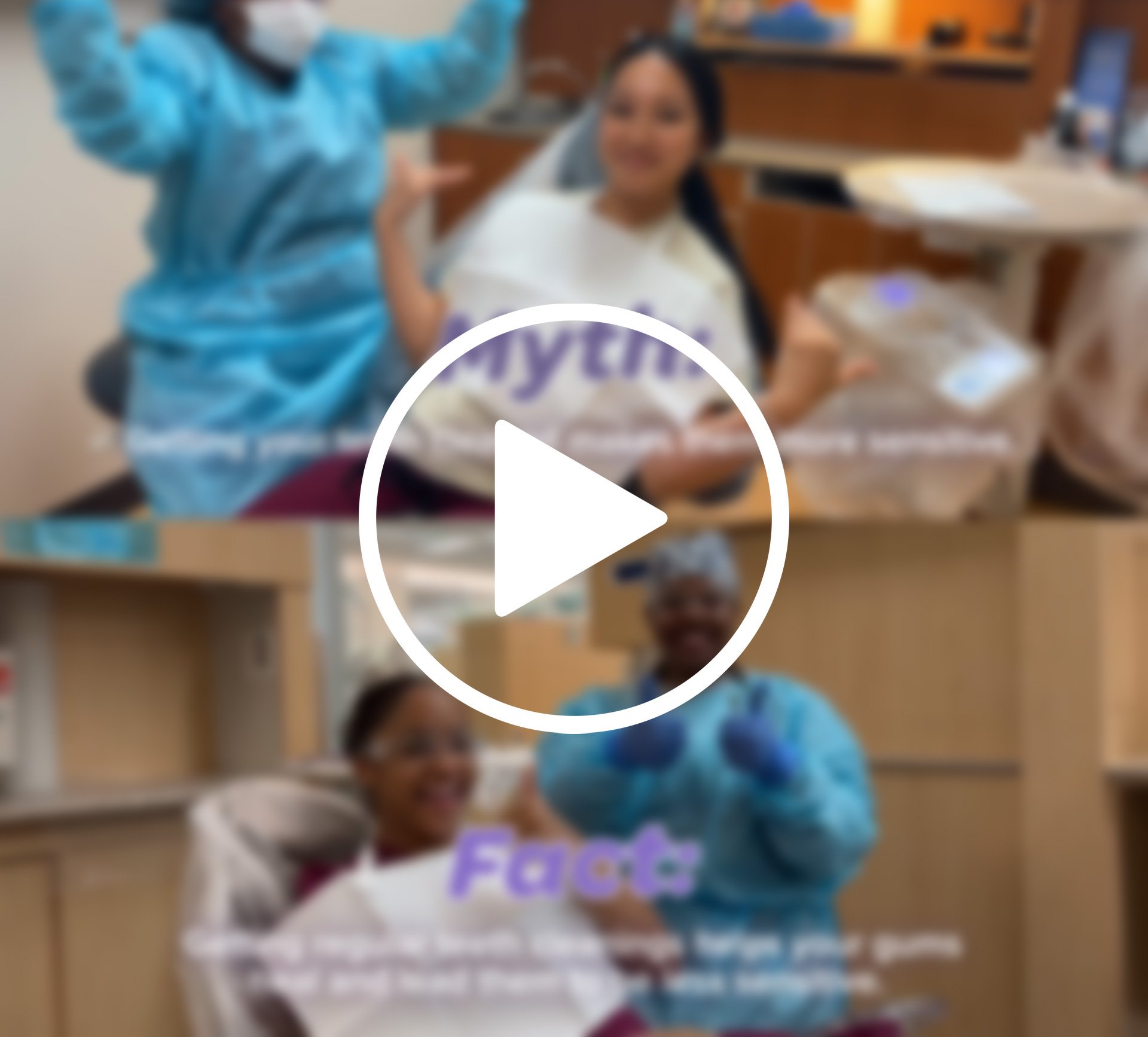 Play icon in the middle of a blurred video background.