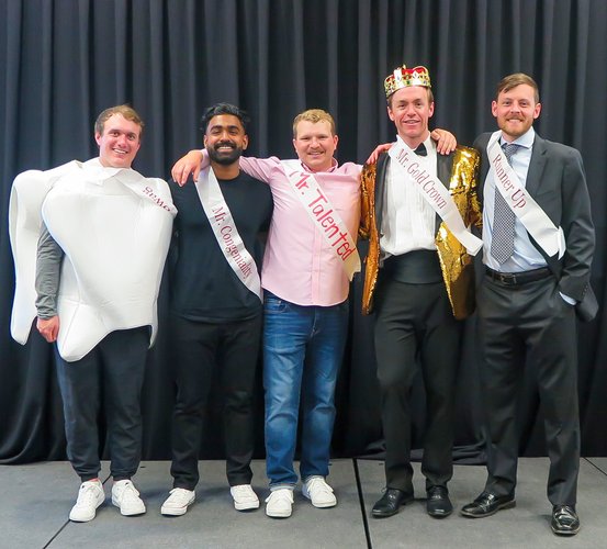 Cinderfella winners (from left): Kevin Hollar (Mr. Swag), Joshua George (Mr. Congeniality), Andrew Augustine (Mr. Talented), Chance Hunsaker (Mr. Gold Crown), Justice Peveto (Mr. Gold Crown Runner-Up).