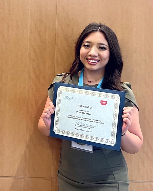 Second-year dental hygiene student Priscilla Perez of UTHealth Houston School of Dentistry has been named the 2023 recipient of the HDA Foundation/Colgate-Palmolive Dental Hygiene Scholarship.
