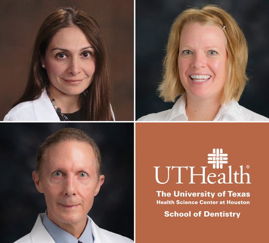 UTHealth School of Dentistry clinical leadership (clockwise from bottom left): Dr. Thomas A. Servos, Shalizeh “Shelly” Patel,  and Amity L. Gardner.