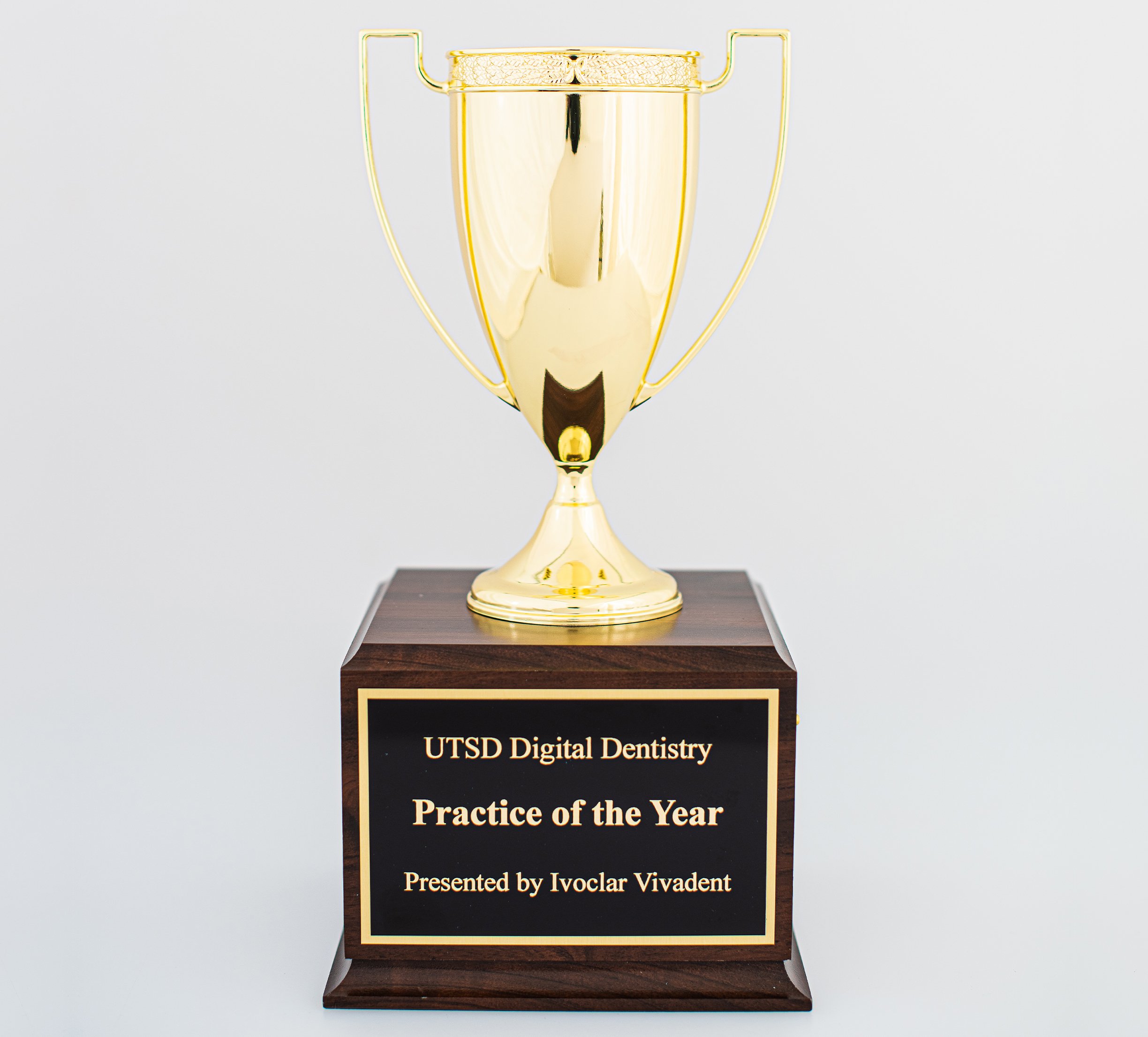 The UTSD Digital Dentistry Practice of the Year trophy.