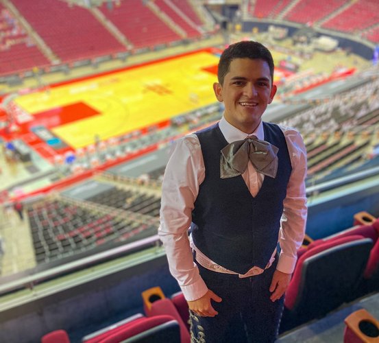First-year dental student Cesar Zapata performed with Mariachi Luna Llenaat the Houston Rockets’ Cinco de Mayo game against the Philadelphia 76ers.