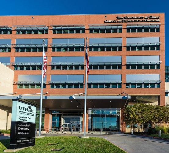 Front exterior of UTHealth Houston School of Dentistry.