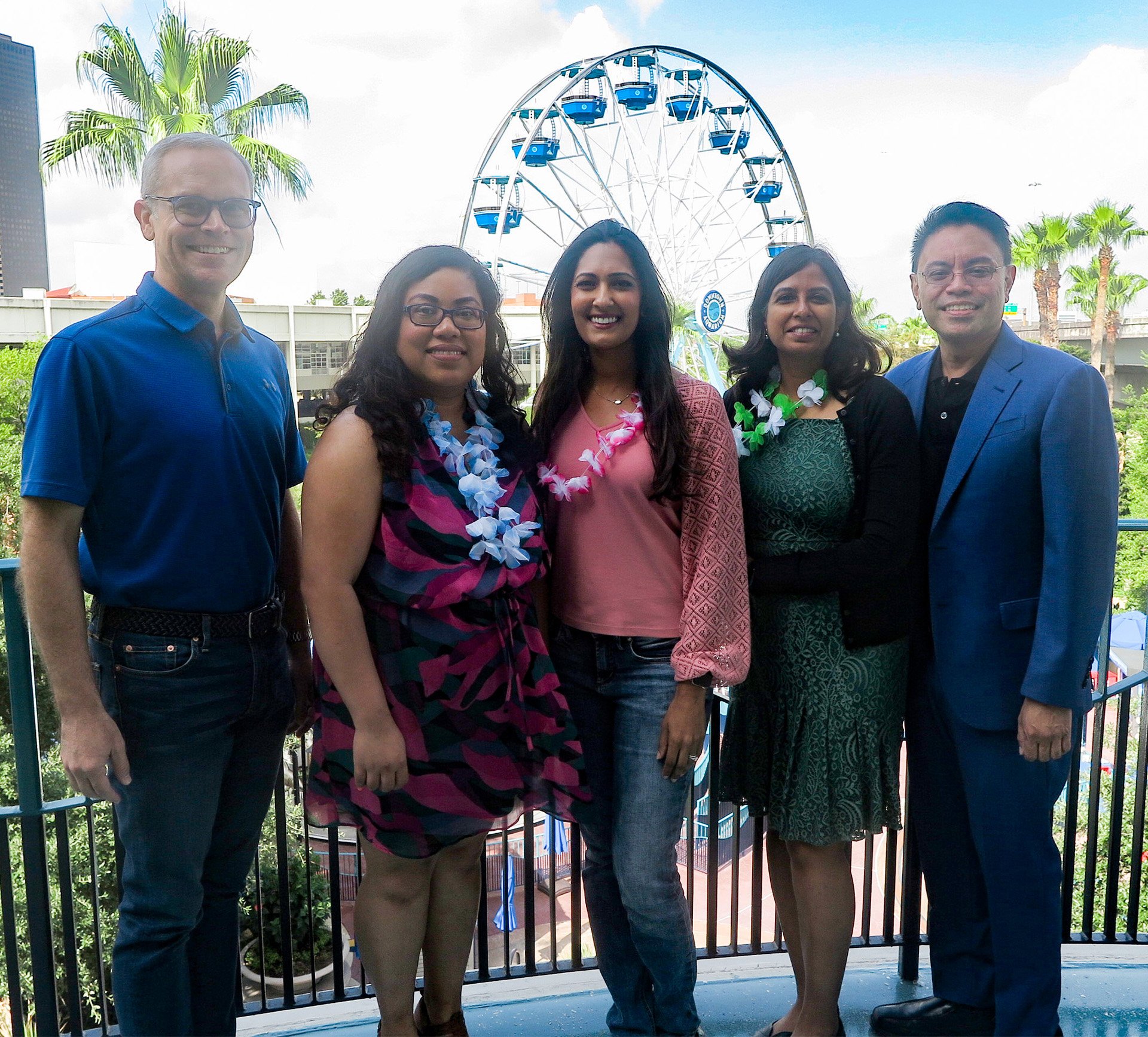 2023 Dean’s Excellence Awards recipients (from left): Drs. F. Kurtis Kasper, Michelle Aguilos Thompson, Vinu Taneja Sista, Neha Parikh, and Harold A. Henson. Photo by Kyle Rogers.