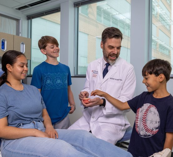 Dentist visits with young patients.