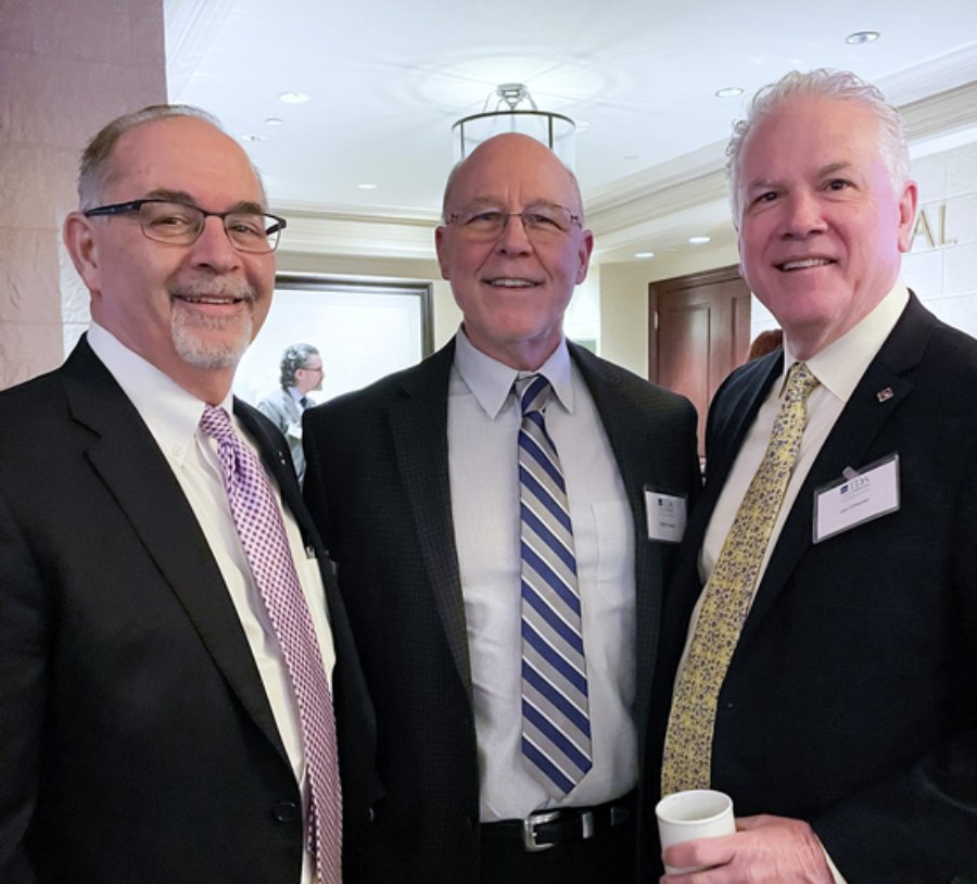 Dean John A. Valenza, DDS ’81 (left); Ralph A. Cooley, DDS, assistant dean for assistant dean for admisisons and student services; and alumnus R. Lee Clitheroe, DDS, ’85, at TDA Legislative Day in Austin.