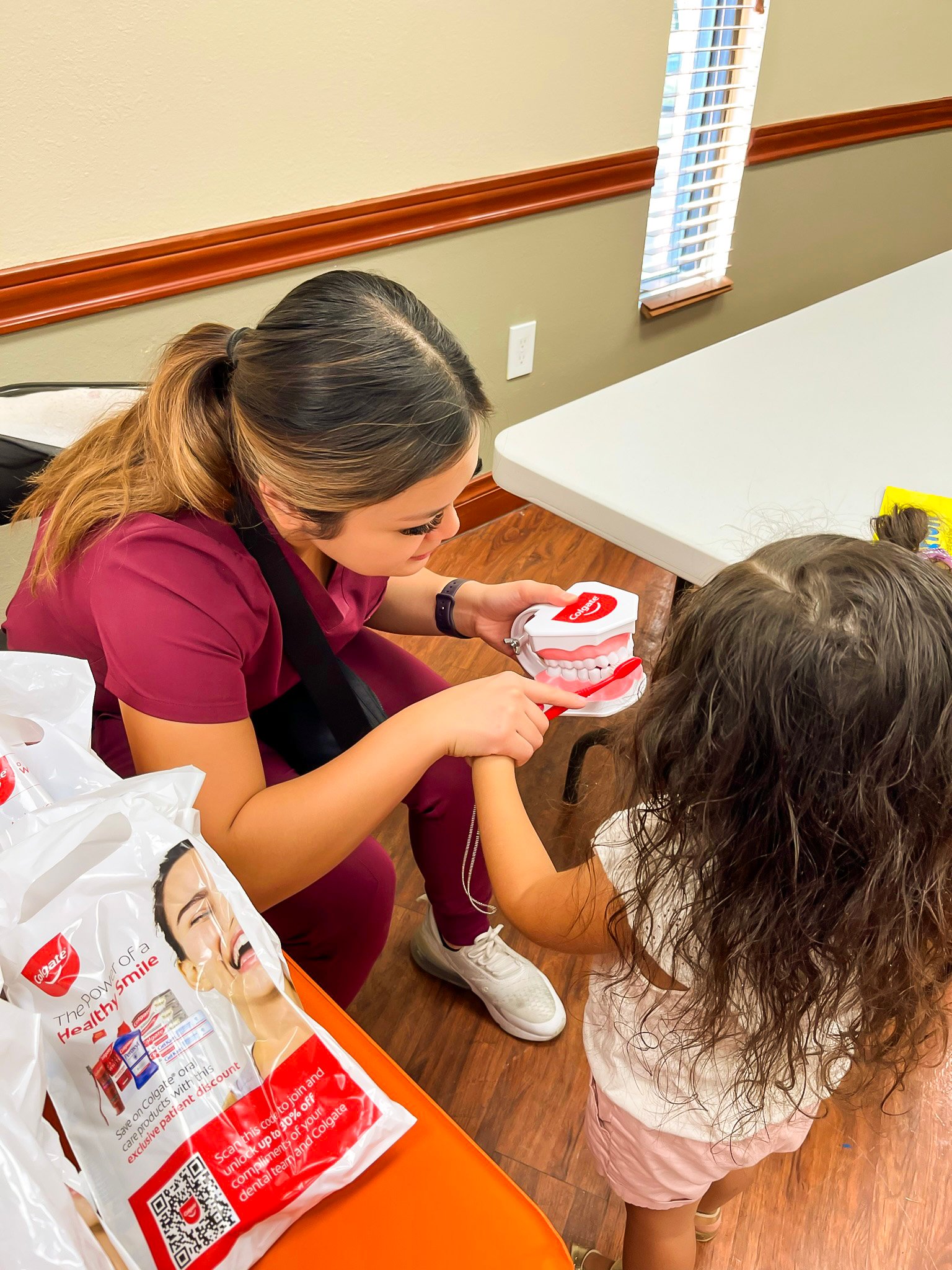 Volunteers from UTHealth Houston School of Dentistry provided oral hygiene instruction, in addition to screenings and sharing helpful dental information to children.