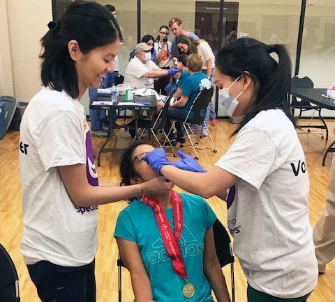 UTHealth School of Dentistry students did oral screenings at the Texas Special Olympics Fall Classic Games.