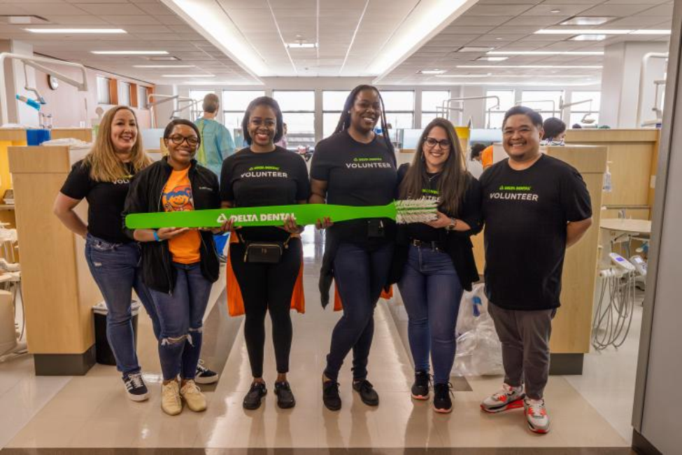 Volunteers from Delta Dental Community Care Foundation helped escort patients and parents/guardians/proxies between the first- and second- floor clinical space.