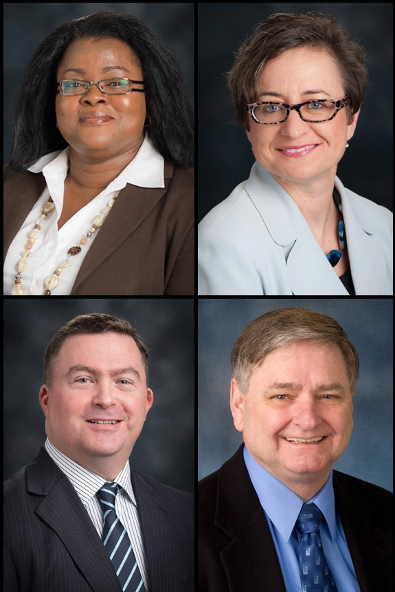 Clockwise from top left: Tobacco Dependence Education Team members Dr. Ngozi Nwizu, Victoria Patrounova, Dr. Charles Streckfus and Dr. Richard Clockwise from top left: Tobacco Dependence Education Team members Dr. Ngozi Nwizu, Victoria Patrounova, Dr. Charles Streckfus and Dr. Richard