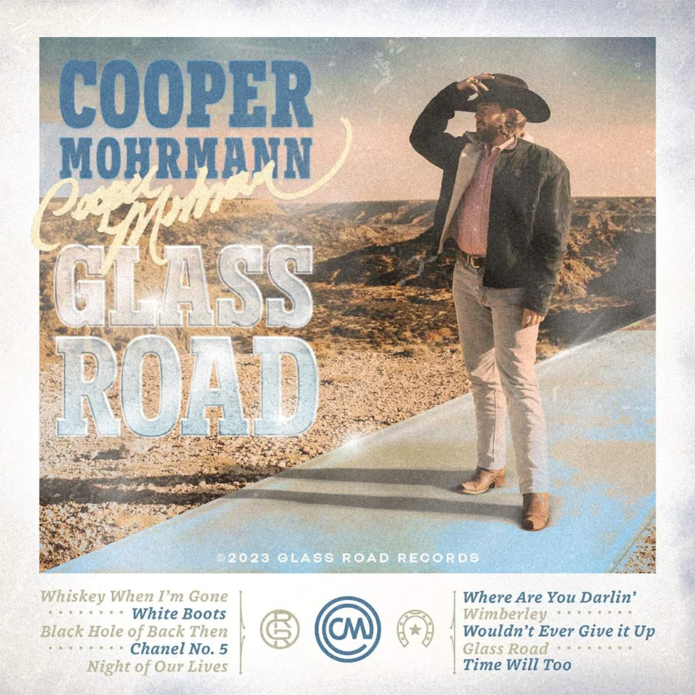 Cover art of “Glass Road,” Cooper  Mohrmann debut, red dirt country album.