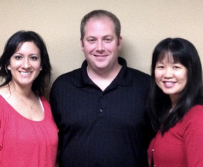 Three Carus owner-doctors who graduates from UT School of Dentistry from left are Candy Rodriguez, DDS ’06; Chip Silvertooth, DDS ’98; and Cathy Tran, DDS ’01.